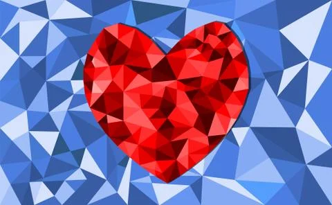 Geometric Heart Polygon Background . Retro triangle background. Stock Illustration