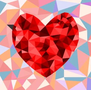 Geometric Heart Polygon Background . Retro triangle background. Stock-Illustration