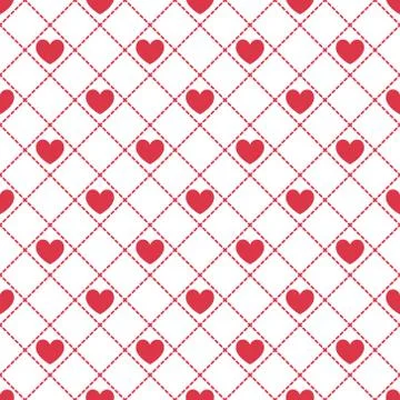 Geometric Heart Seamless Pattern Vector on Isolated White Background Stock Illustration