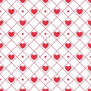 Geometric Heart Seamless Pattern Vector on Isolated White Background Stock Illustration