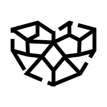 Geometric heart shape breaking apart abstract design イラスト素材