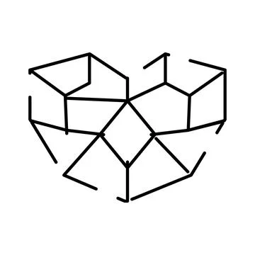Geometric heart shape with connected lines creating abstract pattern Stock Illustration