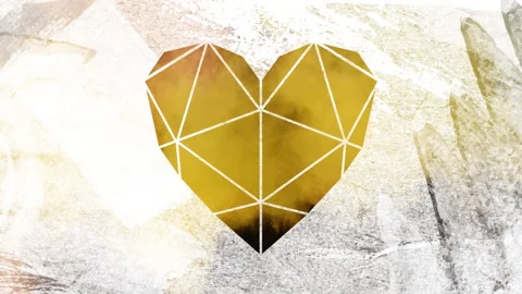 Geometric heart shape design against textured grey background Vidéo 141055013