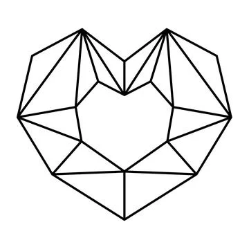 Geometric heart shape vector illustration. Simple linear icon, valentine's da Stock Illustration