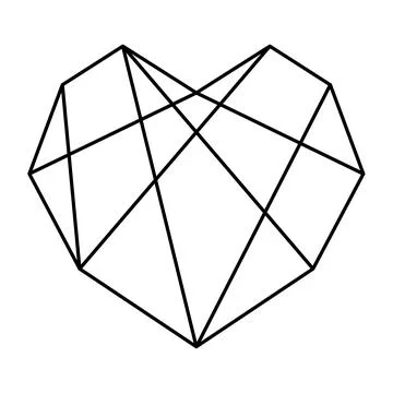 Geometric heart shape vector illustration. Simple linear icon, valentine's da Stock Illustration