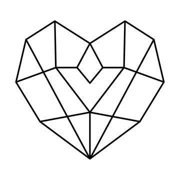Geometric heart shape vector illustration. Simple linear icon, valentine's da Stock Illustration