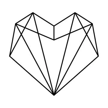 Geometric heart shape vector illustration. Simple linear icon, valentine's da Stock Illustration