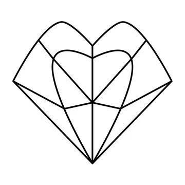 Geometric heart shape vector illustration. Simple linear icon, valentine's da Stock Illustration