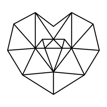 Geometric heart shape vector illustration. Simple linear icon, valentine's da Stock Illustration