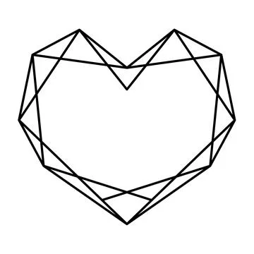 Geometric heart shape vector illustration. Simple linear icon, valentine's da Stock Illustration