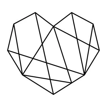 Geometric heart shape vector illustration. Love symbol. Simple linear icon, v Stock Illustration