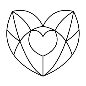 Geometric heart shape vector illustration. Simple linear icon, valentine's da Stock Illustration