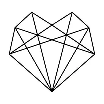 Geometric heart shape vector illustration. Love symbol. Simple linear icon, v Stock Illustration