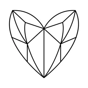 Geometric heart shape vector illustration. Love symbol. Simple linear icon, v Stock Illustration