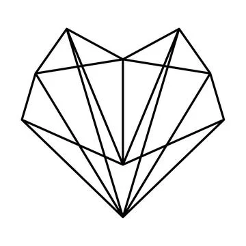 Geometric heart shape vector illustration. Love symbol. Simple linear icon, v Stock Illustration