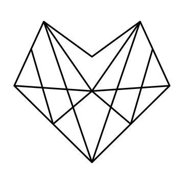 Geometric heart shape vector illustration. Love symbol. Simple linear icon, v Stock Illustration