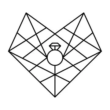 Geometric heart shape vector illustration. Love symbol. Simple linear icon, v Stock Illustration