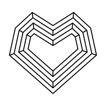 Geometric heart shape vector illustration. Love symbol. Simple linear icon, v Stock Illustration