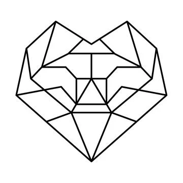 Geometric heart shape vector illustration. Love symbol. Simple linear icon, v Stock Illustration