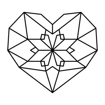 Geometric heart shape vector illustration. Love symbol. Simple linear icon, v Stock Illustration