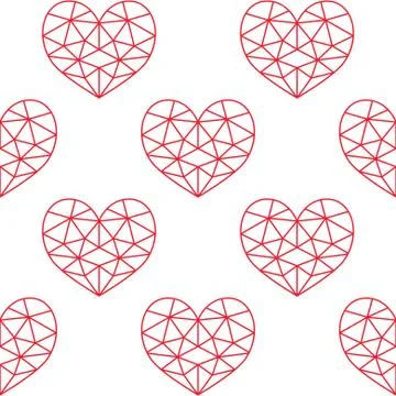 Geometric heart vector seamless pattern, Valentine's Day Stock Illustration