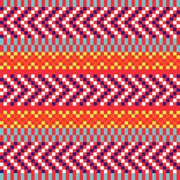 Geometric herringbone stripes seamless pattern pixel blocks shapes texture. 스톡 일러스트