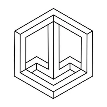 Geometric hexagon. Abstract design element. Science or construction concept. Illustrazione stock