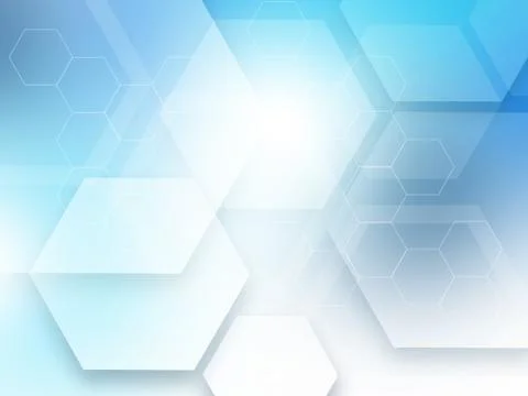 Geometric hexagon elements on blue background Stock Illustration