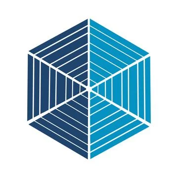 Geometric Hexagon Logo with Concentric Linear Structure. Stock Illustration