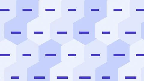 Geometric hexagon pattern with abstract blue shapes and lines on white back.. Stock Illustration