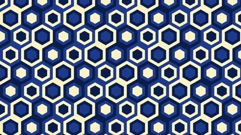 Geometric hexagon pattern with blue and white color contrast on seamless ba.. Stock Illustration