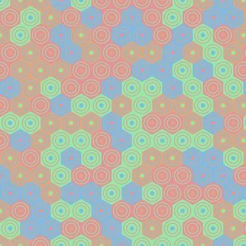 Geometric hexagon pattern with concentric circles on seamless background Stock Illustration