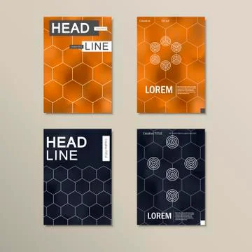 Geometric hexagon pattern design. Vector set Stock Illustration