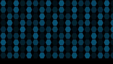 Geometric hexagon pattern glowing in deep teal and black 库存影片 335255907
