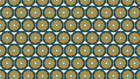 Geometric hexagon pattern with orange and teal color scheme on dark backgroun Stock Illustration
