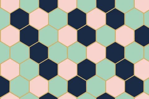 Geometric hexagon pattern with pastel and dark blue colors Illustrazione stock