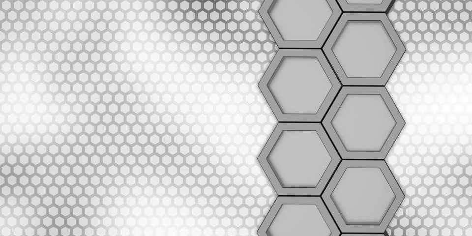Geometric hexagon Polygon pattern Glossy hexagonal honeycomb 3D illustration Illustrazione stock