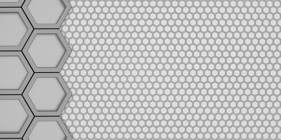 Geometric hexagon Polygon pattern Glossy hexagonal honeycomb 3D illustration Stock Illustration