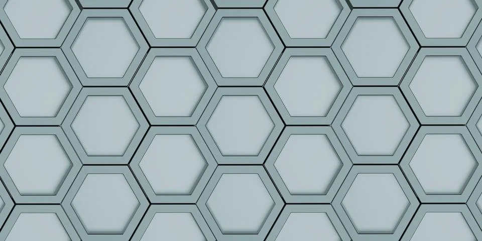 Geometric hexagon Polygon pattern Glossy hexagonal honeycomb 3D illustration 스톡 일러스트