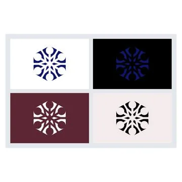 Geometric Hexagon Snowflake Logo Set Stock Illustration