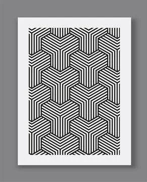 Geometric hexagon stripe pattern art. Vector illustration Stock Illustration