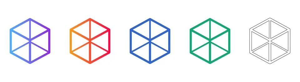 Geometric Hexagon Structure Icons Stock Illustration