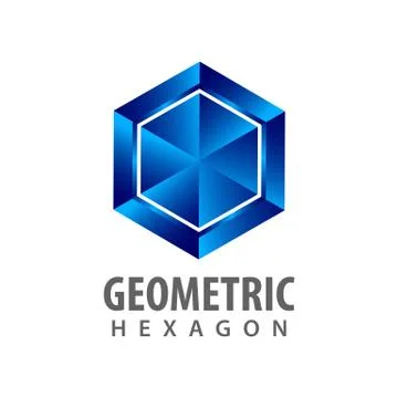 Geometric hexagon three dimensional style logo concept design. Symbol graphic Stock Illustration
