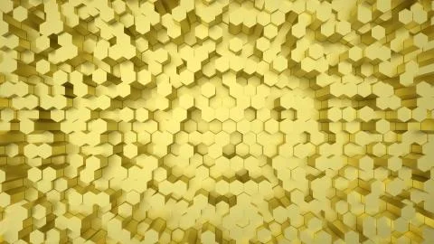 Geometric hexagonal abstract gold background. Stock Illustration