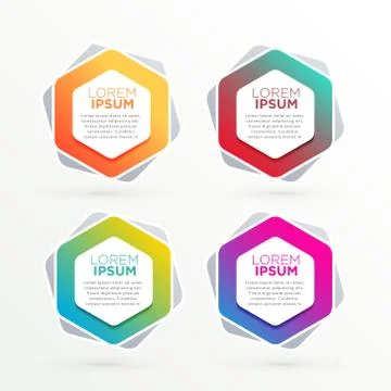 Geometric hexagonal banners set with text space Stock Illustration