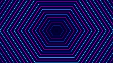 Geometric Hexagonal Pattern Pulsing with Blue and Purple Light Abstract Bac.. Vidéo 345320615