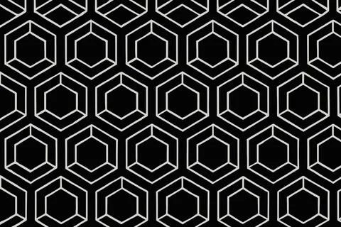 Geometric hexagonal pattern seamless black and white background Иллюстрация