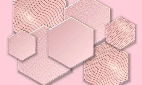 Geometric hexagonal shape overlapping background. Stock Illustration