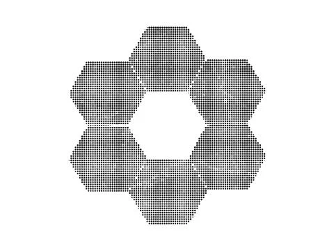 Geometric honeycomb hexagon pattern halftone illustration for technical and.. Ilustración de archivo