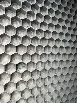 Geometric Honeycomb Pattern in Industrial Design Stock Photos